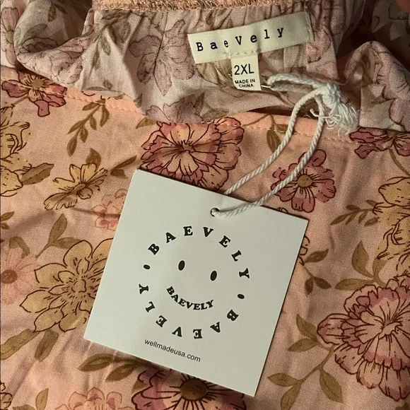 NWT Baevely Peach and Pink Floral Mini Dress Sizes 1X and 2X - Picture 10 of 10